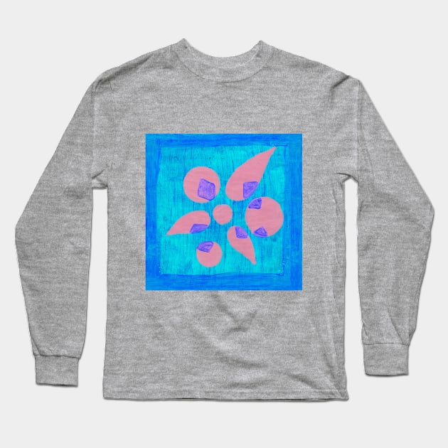 Abstract Flower - Pink and Blue Long Sleeve T-Shirt by MitaDreamDesign